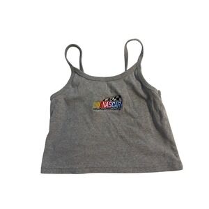 Vintage NASCAR Racing Embroidered Crop Tank Top Heather Gray Anvil Womens Medium